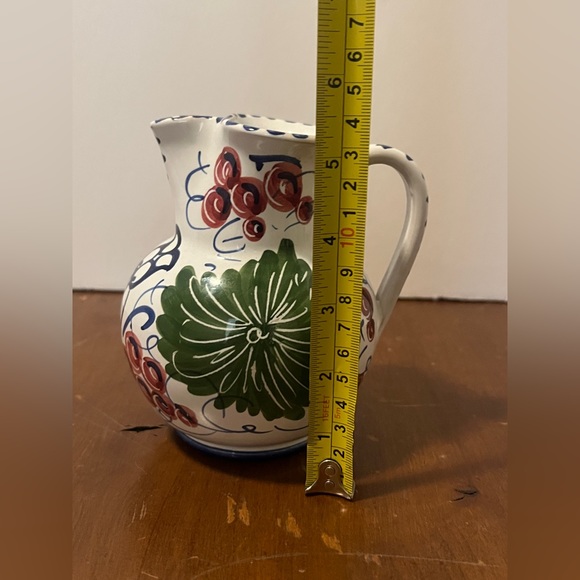 La Vecchia Faenza Pitcher & Creamer Set. Handpainted In Italy. Grapes & Flowers - Picture 7 of 14